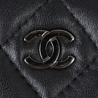 Chanel CC Double Zip Clutch with Chain | Black Lambskin