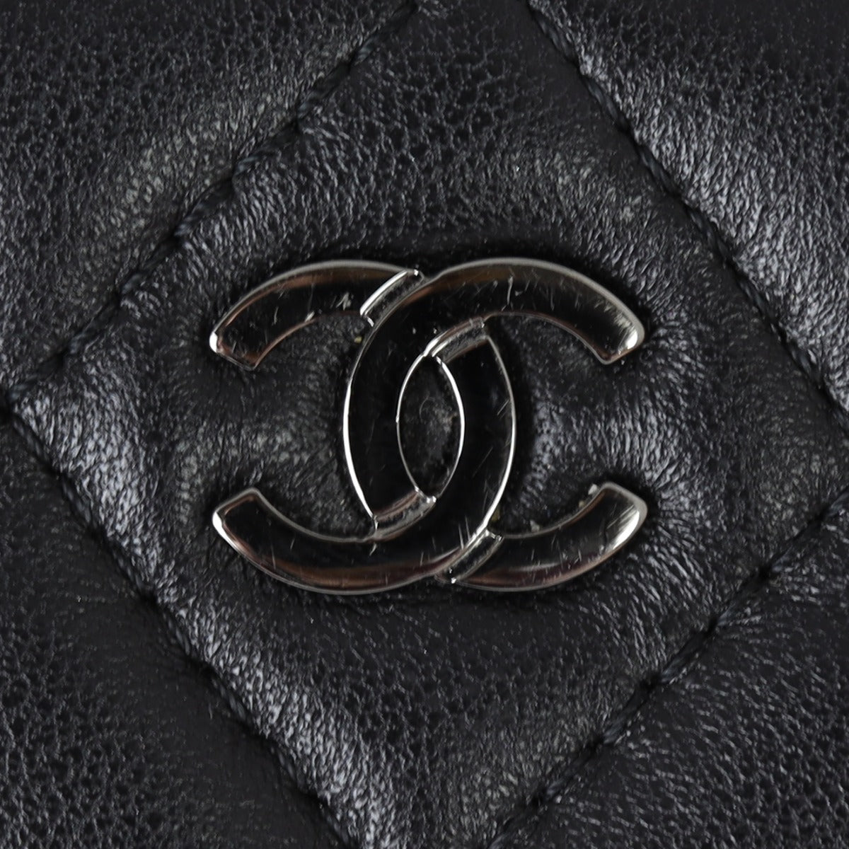 Chanel CC Double Zip Clutch with Chain | Black Lambskin