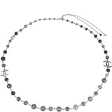 Chanel CC Beaded Long Necklace | Silver Hardware