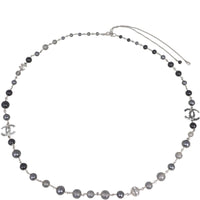 Chanel CC Beaded Long Necklace | Silver Hardware