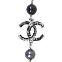 Chanel CC Beaded Long Necklace | Silver Hardware
