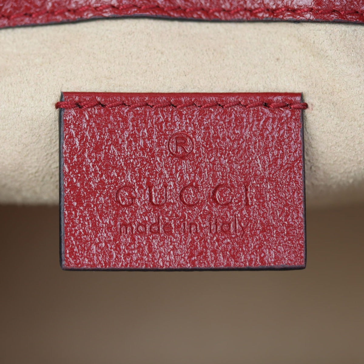 Gucci GG Marmont Top Handle Bag Mini  Interior Stamp