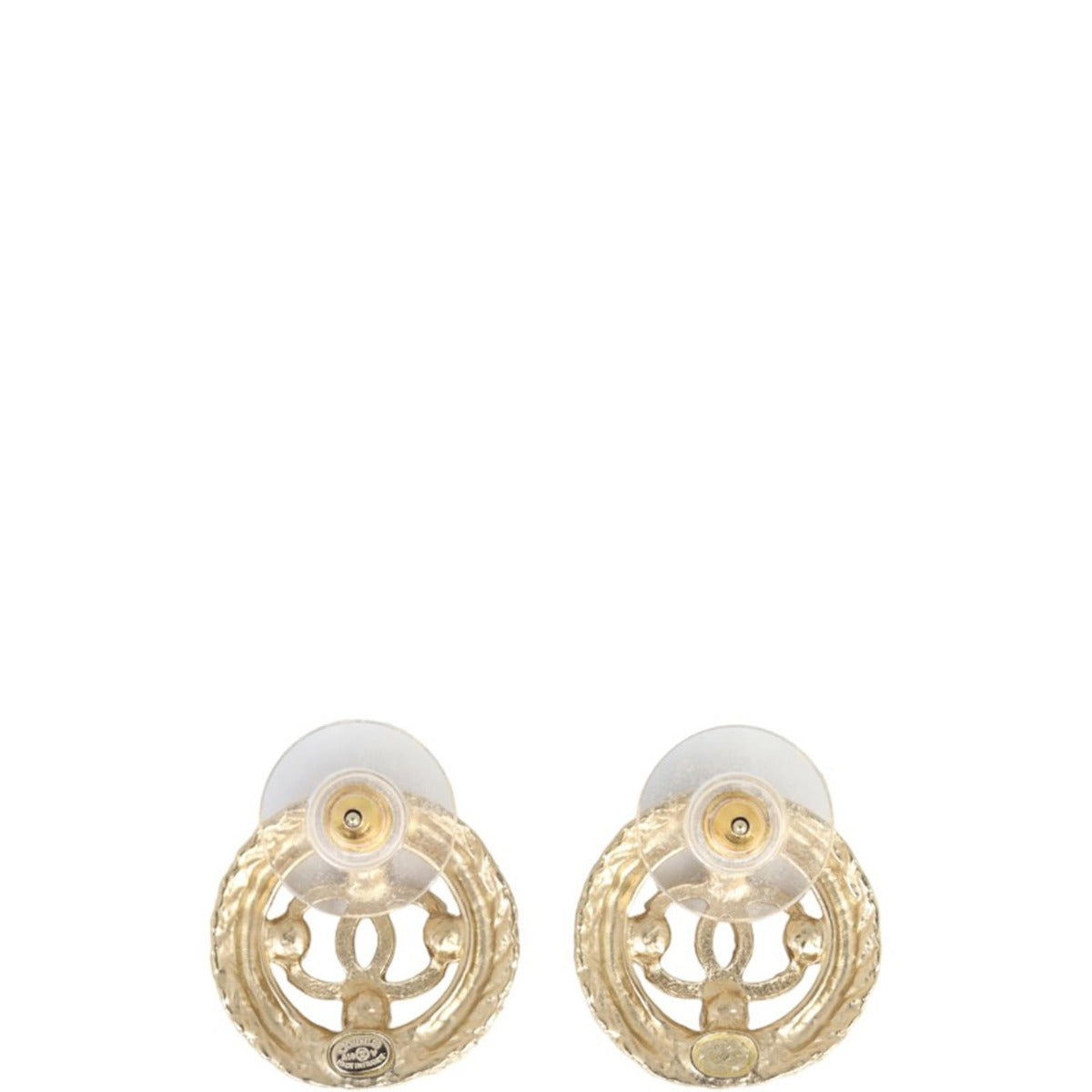 Chanel CC Round Pearl Earrings