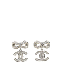 Chanel CC Bow Crystal Drop Earrings