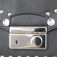 Prada Saffiano Lux Sound Crystal Studded Crossbody Hardware