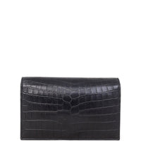 Saint Laurent Kate Tassel Chain Wallet Croc-Embossed