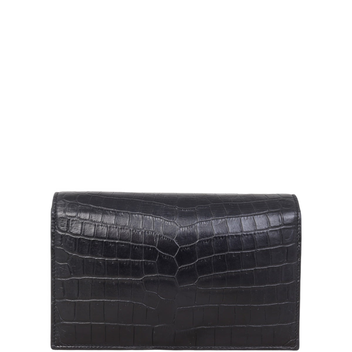 Saint Laurent Kate Tassel Chain Wallet Croc-Embossed