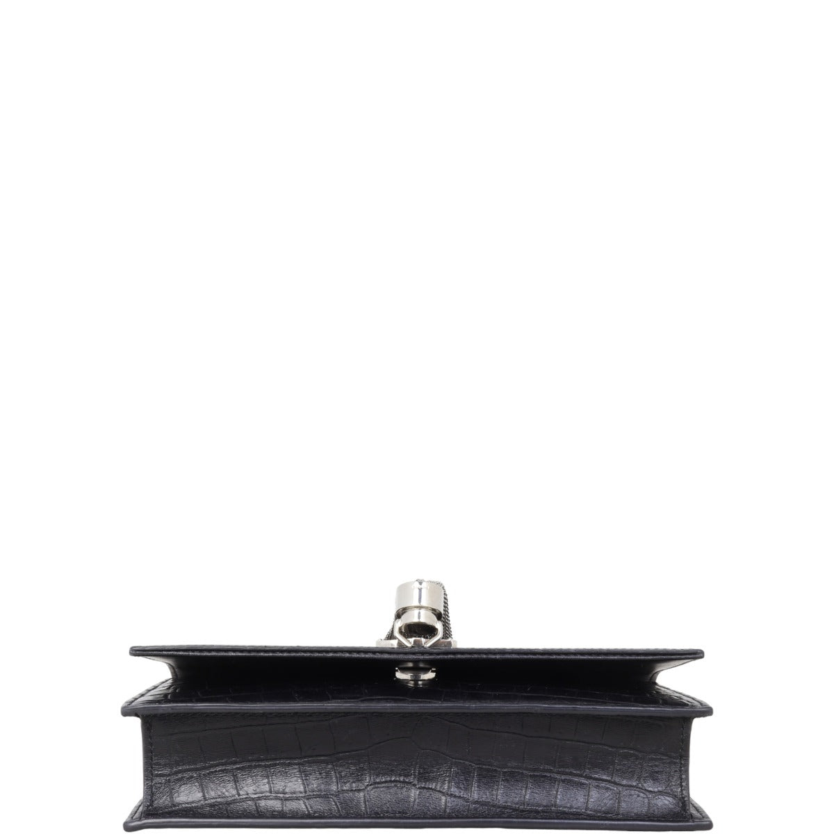 Saint Laurent Kate Tassel Chain Wallet Croc-Embossed