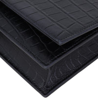 Saint Laurent Kate Tassel Chain Wallet Croc-Embossed