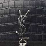 Saint Laurent Kate Tassel Chain Wallet Croc-Embossed