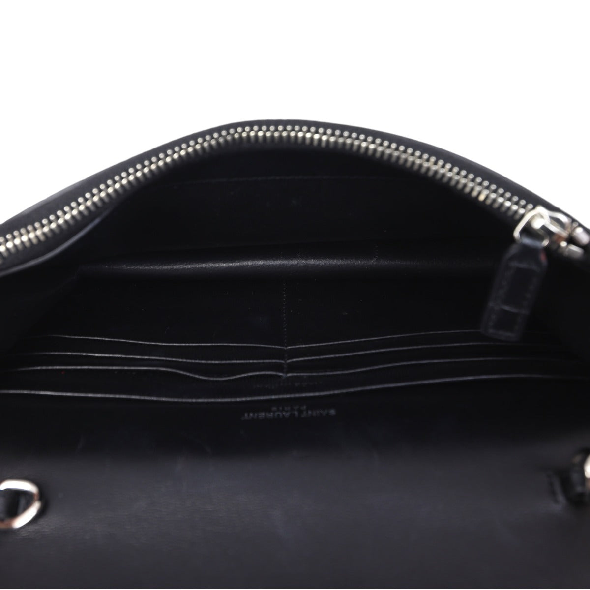 Saint Laurent Kate Tassel Chain Wallet Croc-Embossed