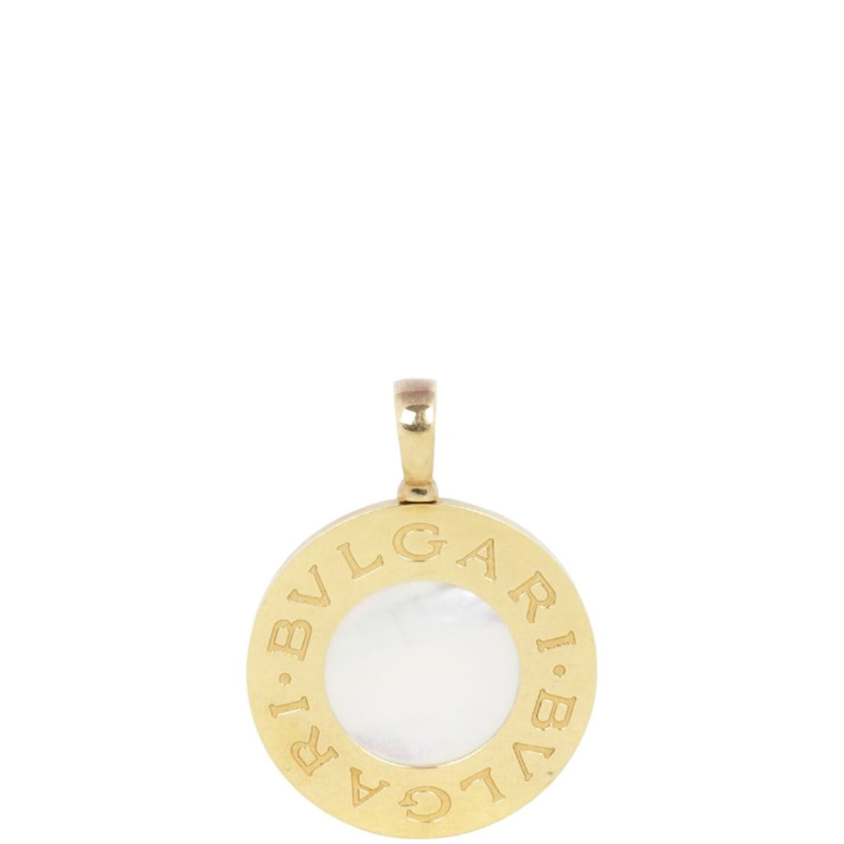 Bvlgari Bvlgari 18k Yellow Gold Mother of Pearl Onyx Stainless Steel Pendant