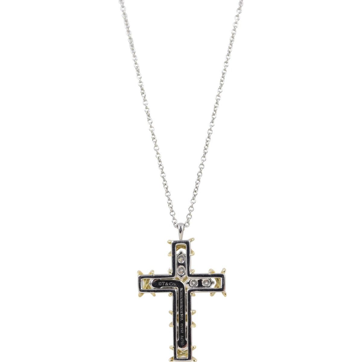 Tiffany & Co Ten Cross 18k Gold and Platinum Diamond Pendant Necklace