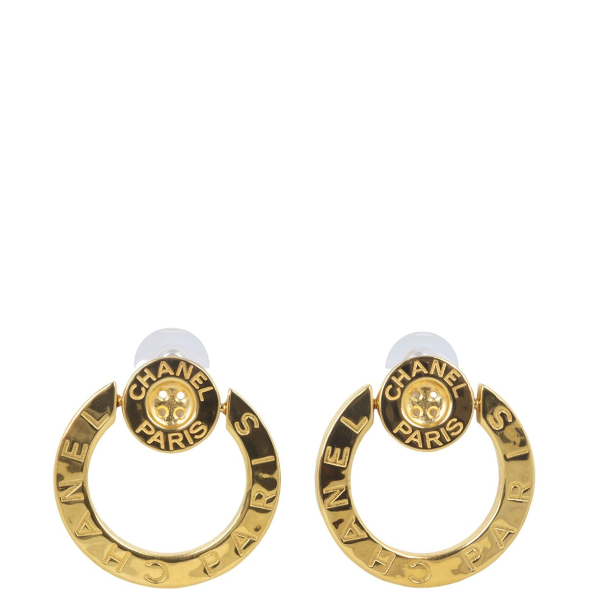 Chanel Paris Button Earrings