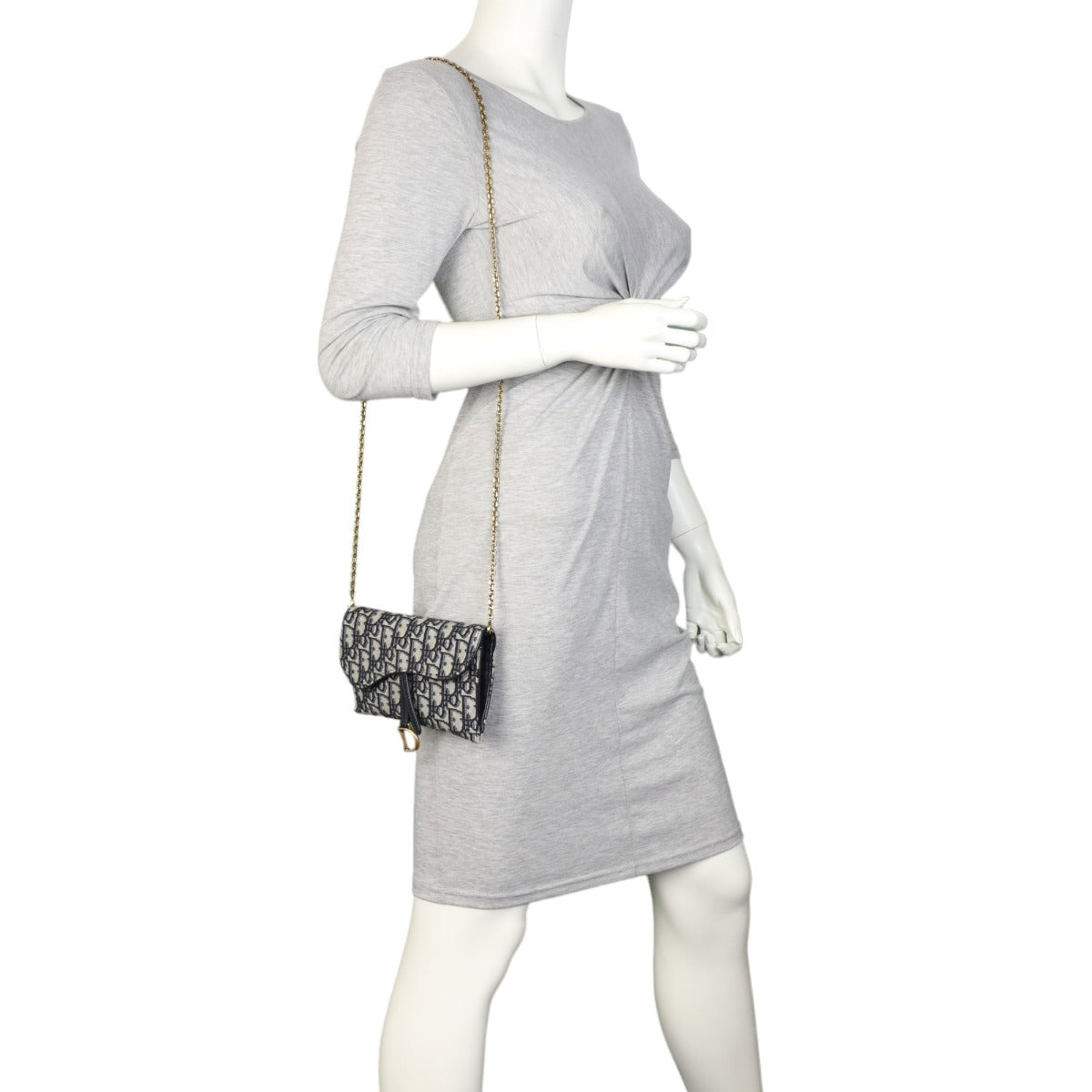 Dior Saddle Wallet on Chain Oblique