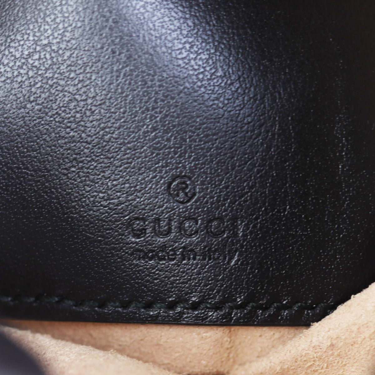 Gucci GG Marmont Mini Bucket Bag Interior Stamp