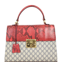 Gucci GG Supreme Python Padlock Top Handle Bag Medium