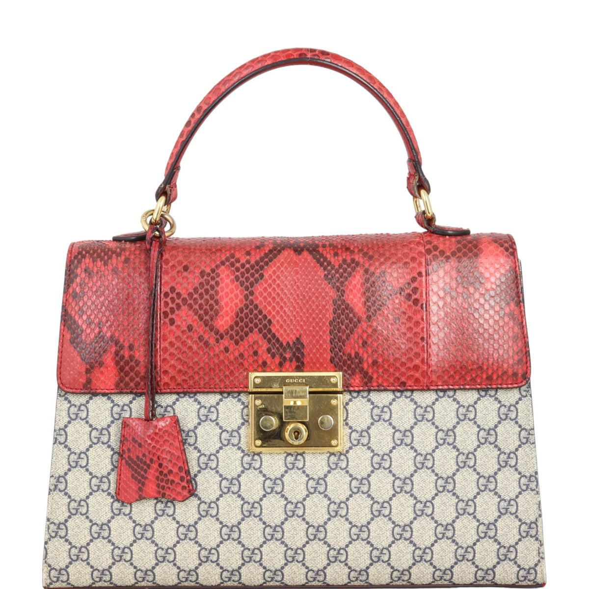 Gucci GG Supreme Python Padlock Top Handle Bag Medium