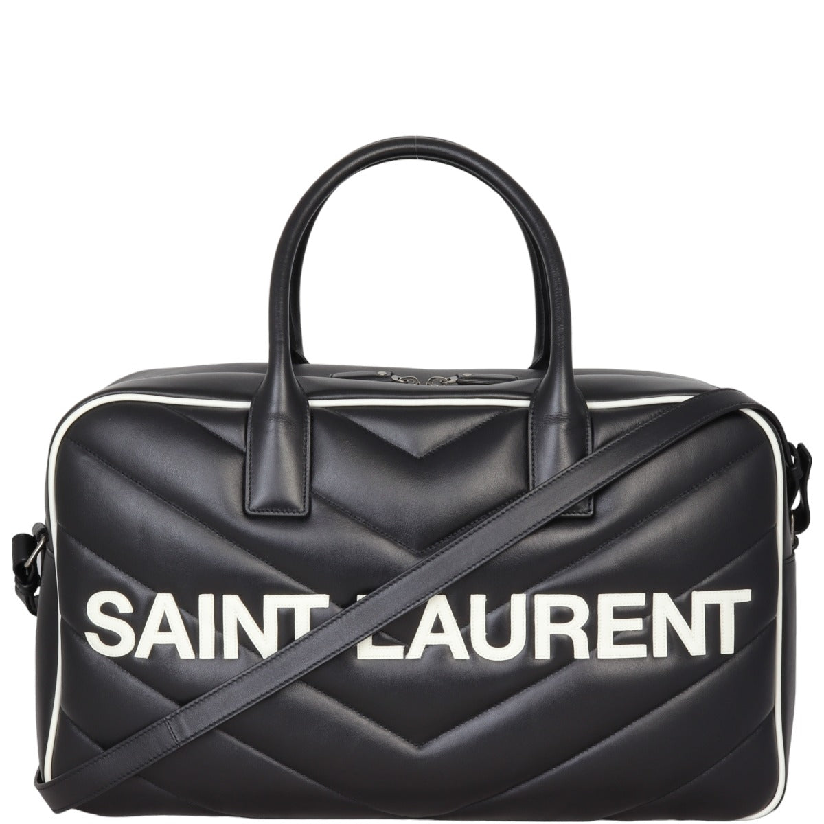 Saint Laurent Miles Matelasse Chevron Bowling Bag