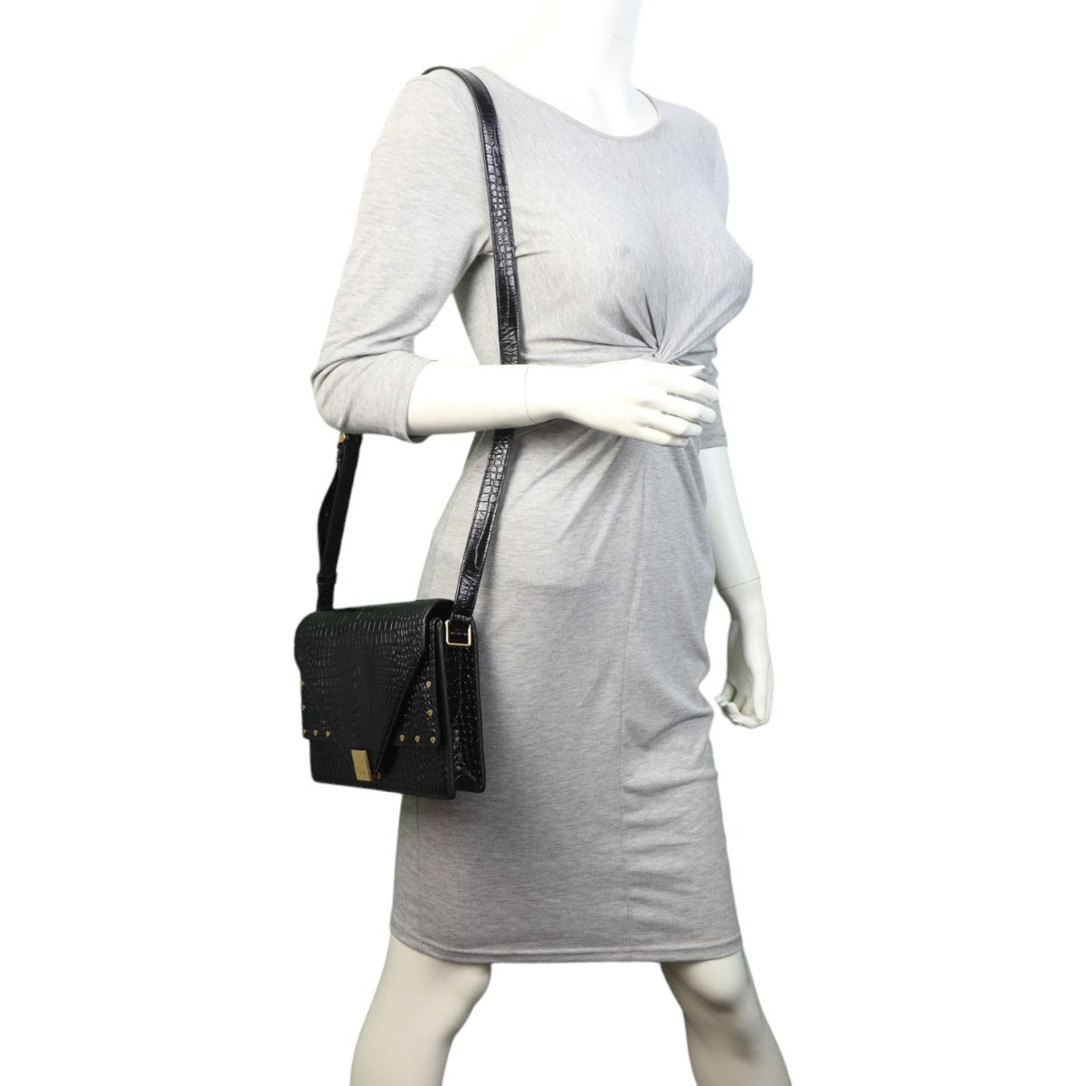 Saint Laurent Margaux Shoulder Bag Croc-Embossed