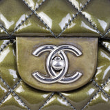Chanel Classic Double Flap Medium Patent | Olive