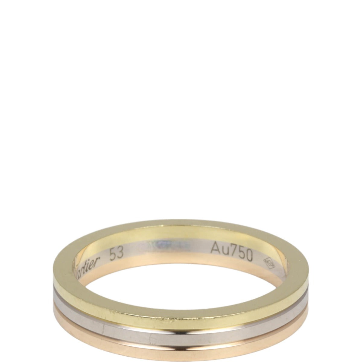 Cartier Vendome Louis Cartier Wedding Ring 18k White, Rose & Yellow Gold