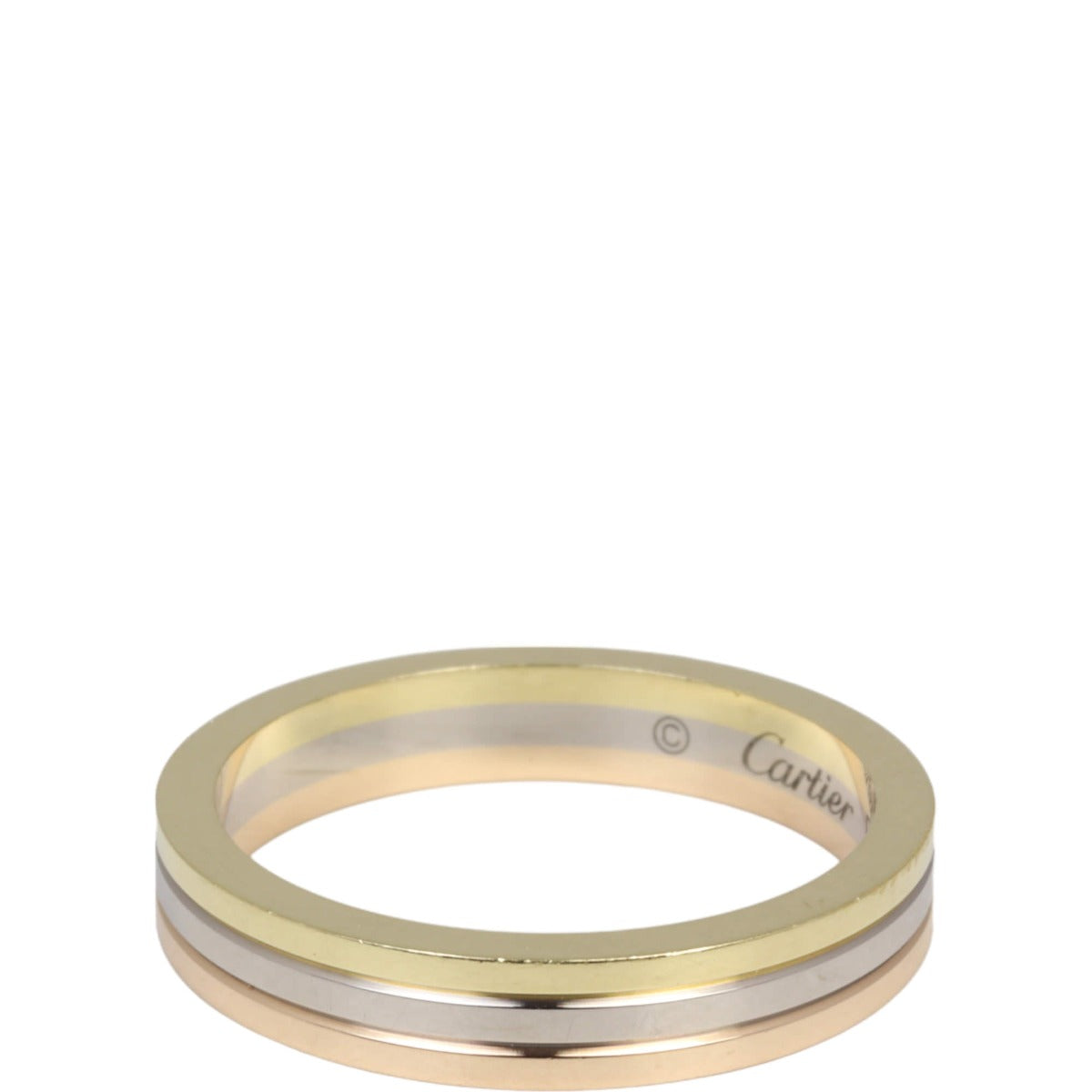 Cartier Vendome Louis Cartier Wedding Ring 18k White, Rose & Yellow Gold