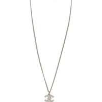 Chanel CC Crystal Pendant Necklace | Silver
