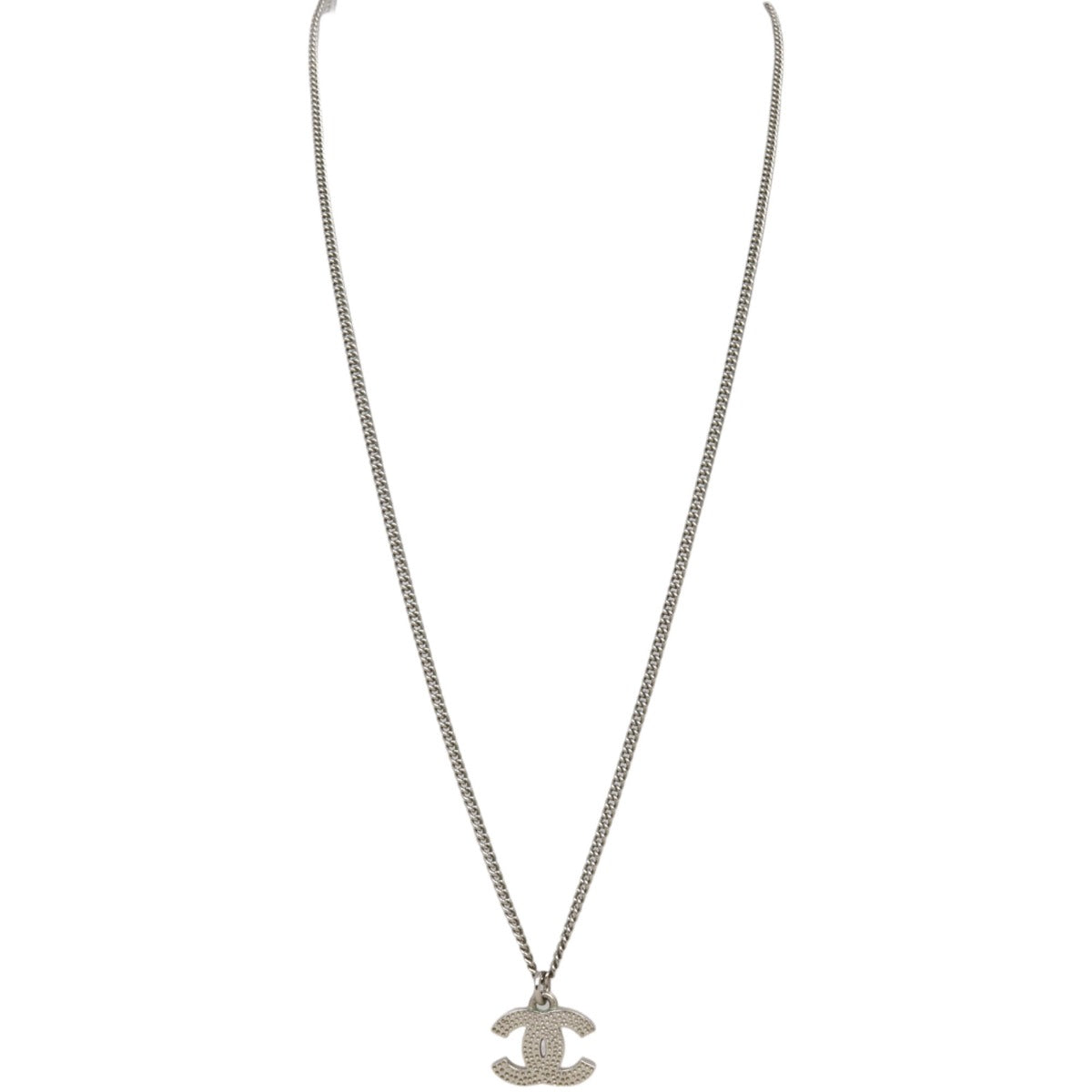 Chanel CC Crystal Pendant Necklace | Silver