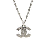 Chanel CC Crystal Pendant Necklace | Silver