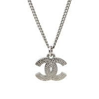 Chanel CC Crystal Pendant Necklace | Silver