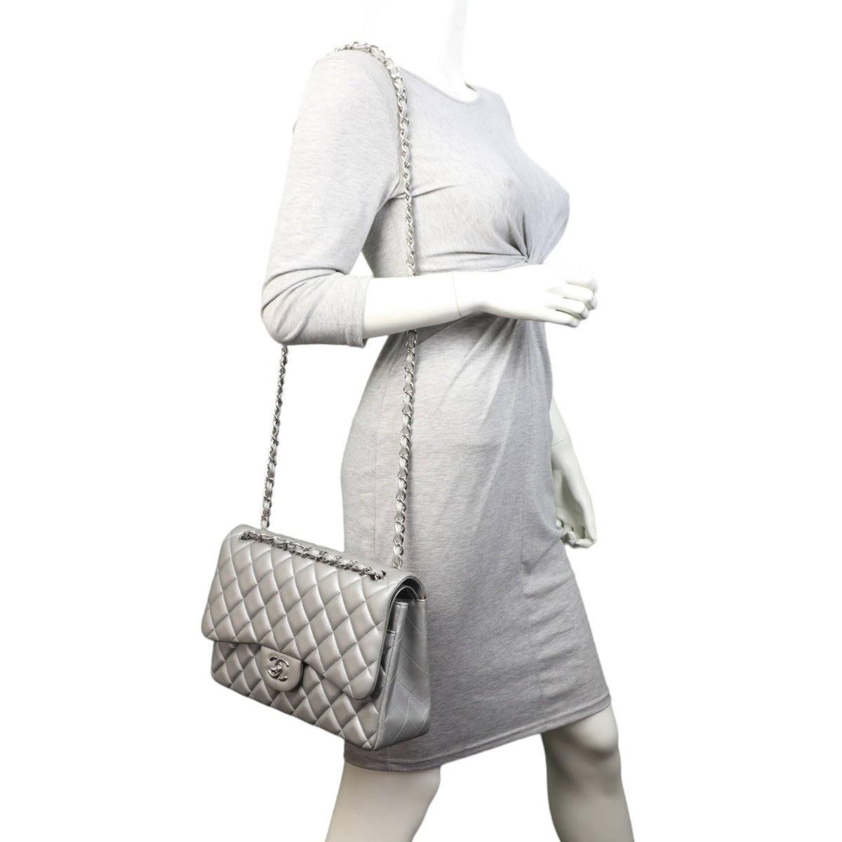 Chanel Classic Double Flap Jumbo | Silver