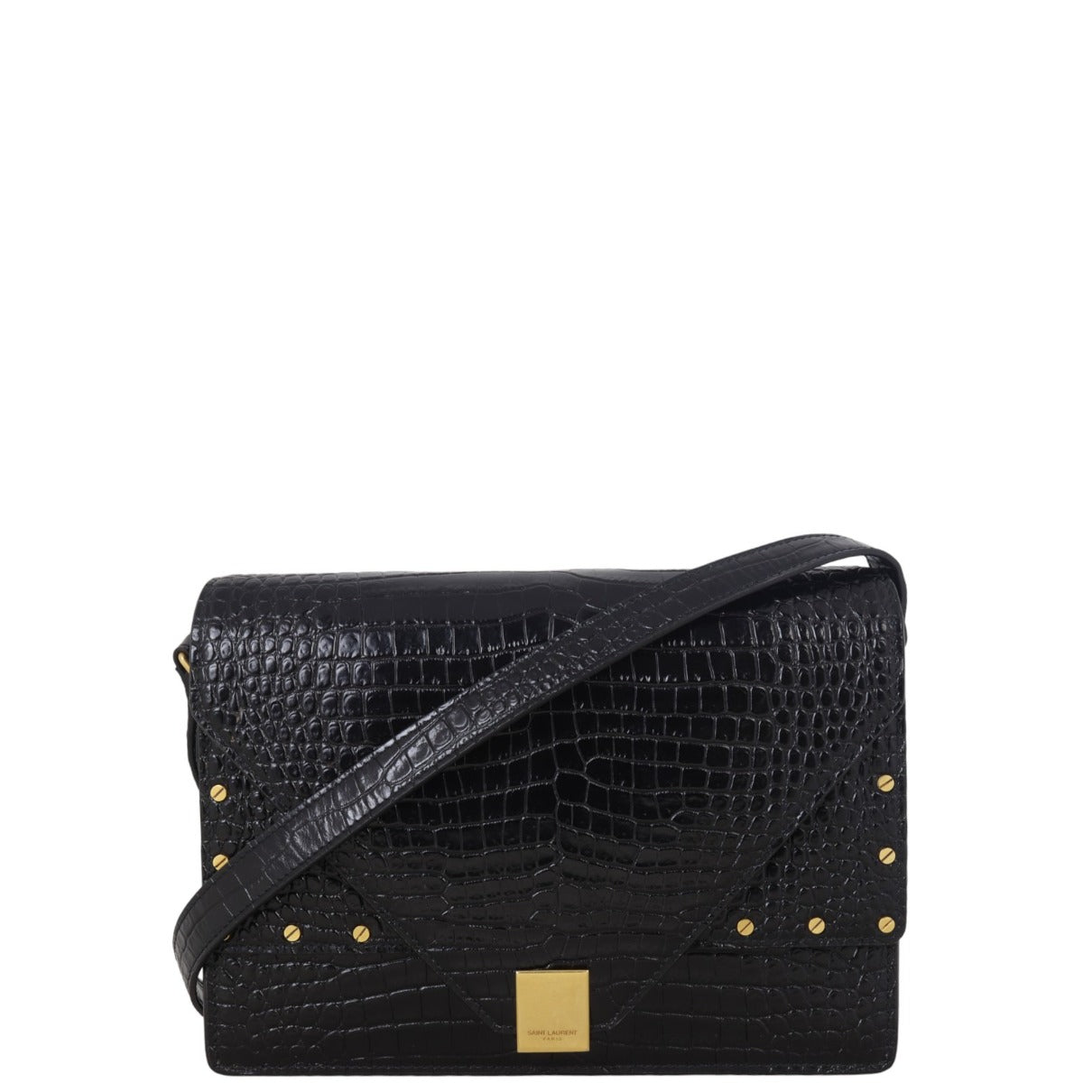 Saint Laurent Margaux Shoulder Bag Croc-Embossed