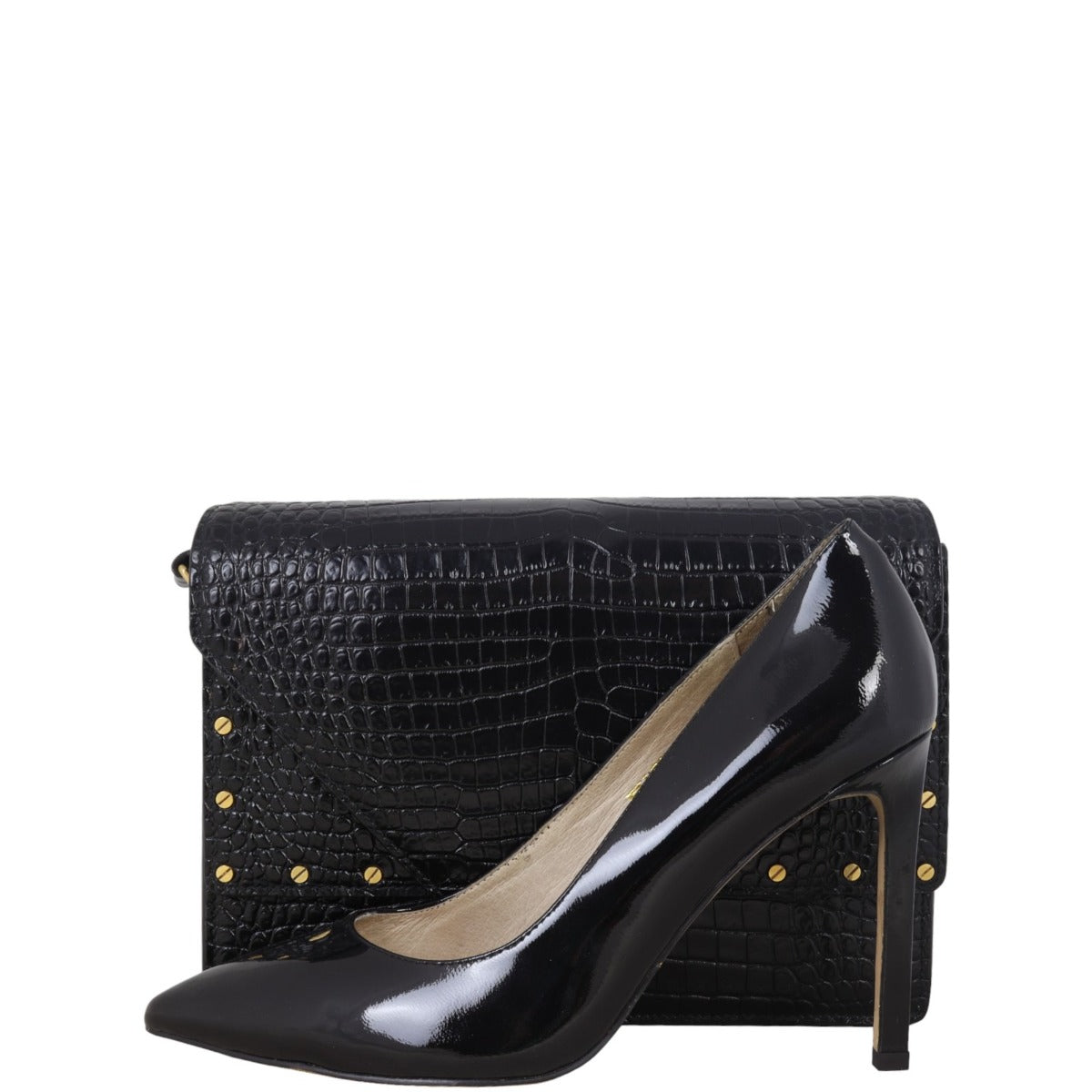 Saint Laurent Margaux Shoulder Bag Croc-Embossed