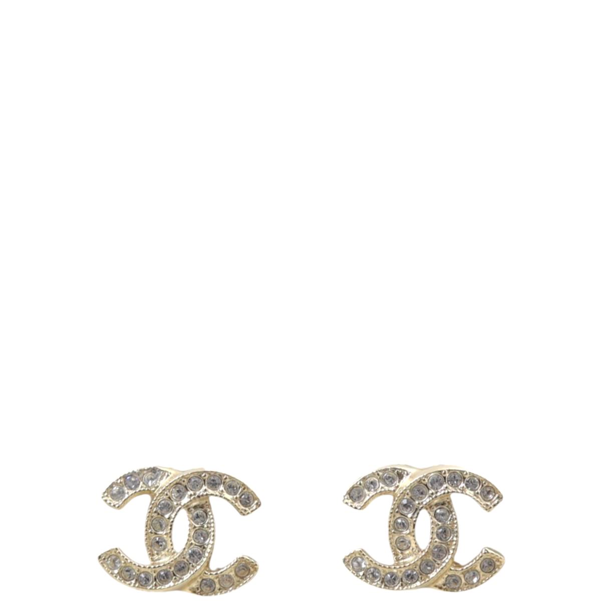 Chanel CC Crystal Stud Earrings