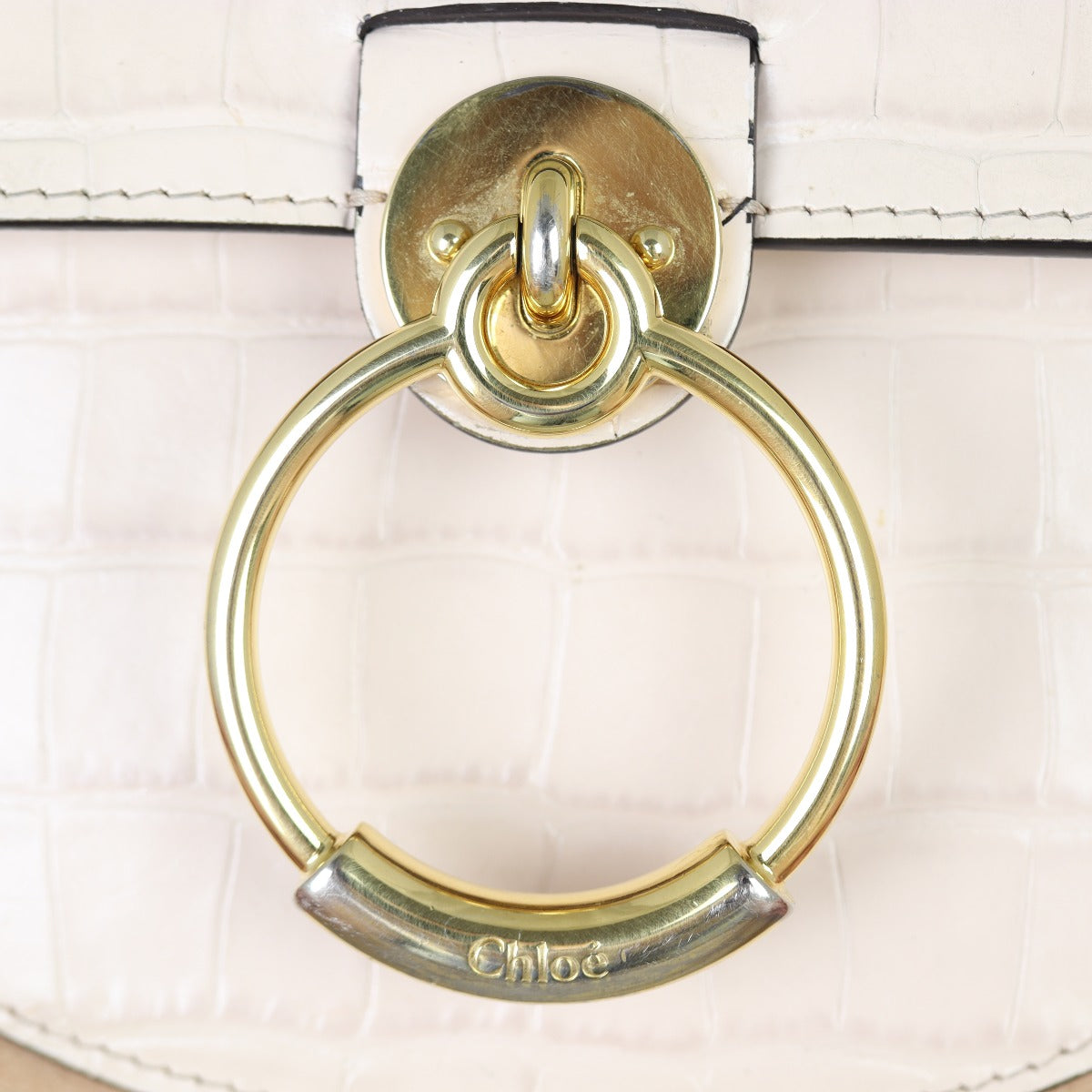 Chloe Tess Small Croc-Embossed Hardware