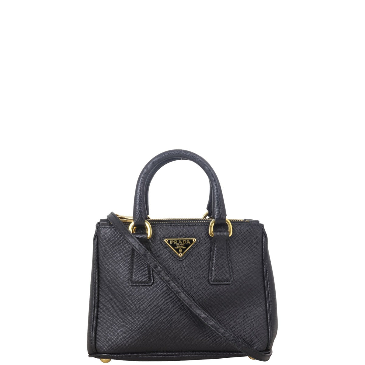 Prada Saffiano Lux Galleria Double Zip Tote Micro