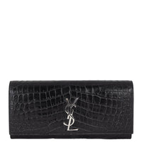 Saint Laurent Monogram Kate Clutch Croc-Embossed