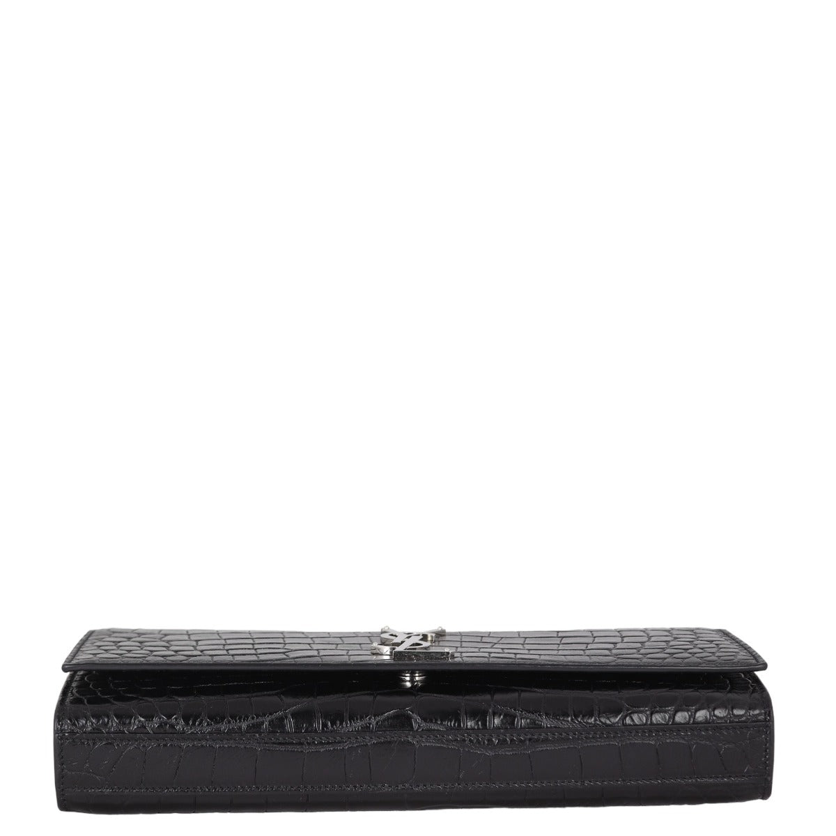 Saint Laurent Monogram Kate Clutch Croc-Embossed