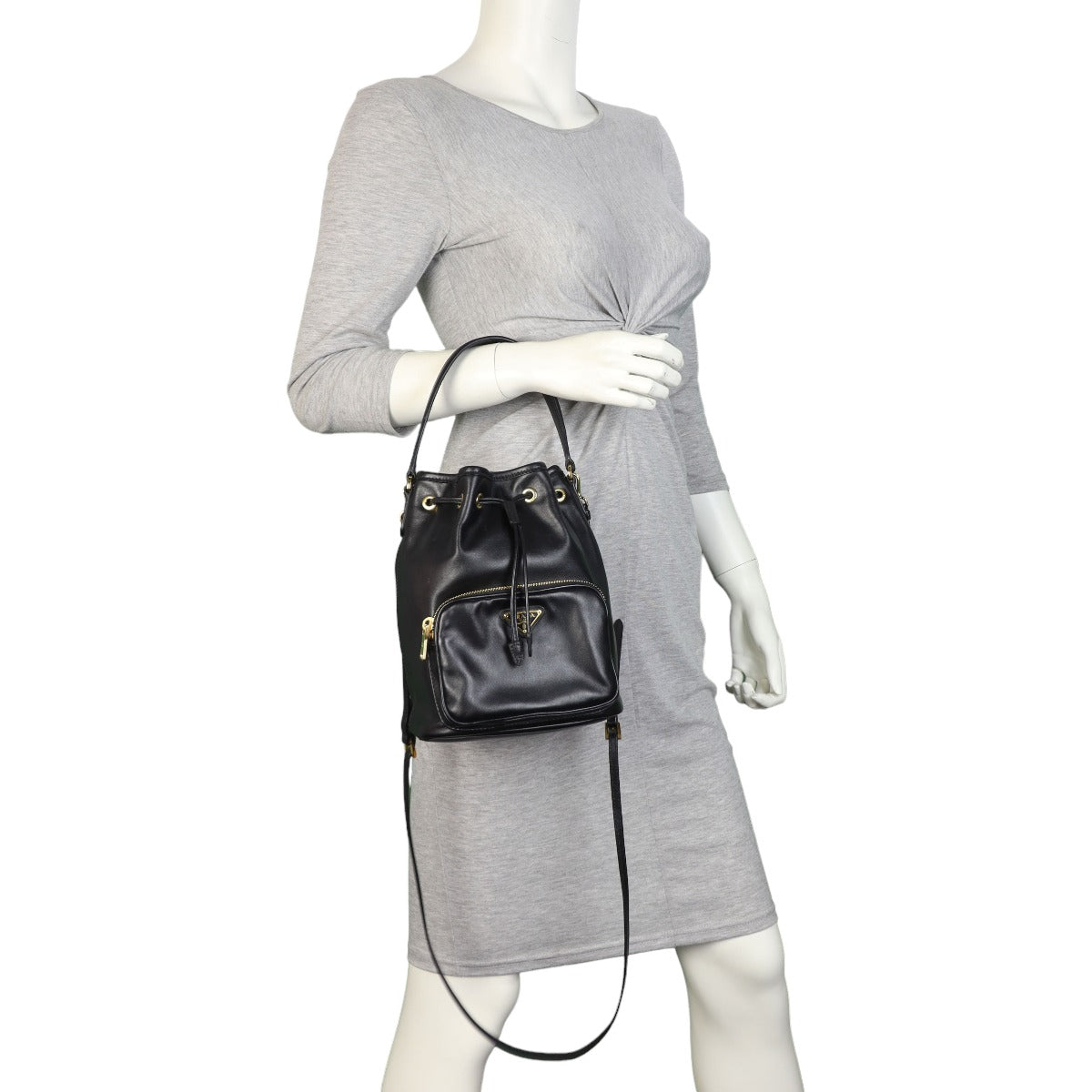 Prada Duet Leather Bucket Bag