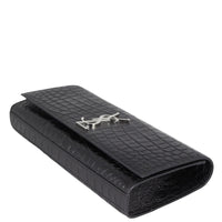 Saint Laurent Monogram Kate Clutch Croc-Embossed