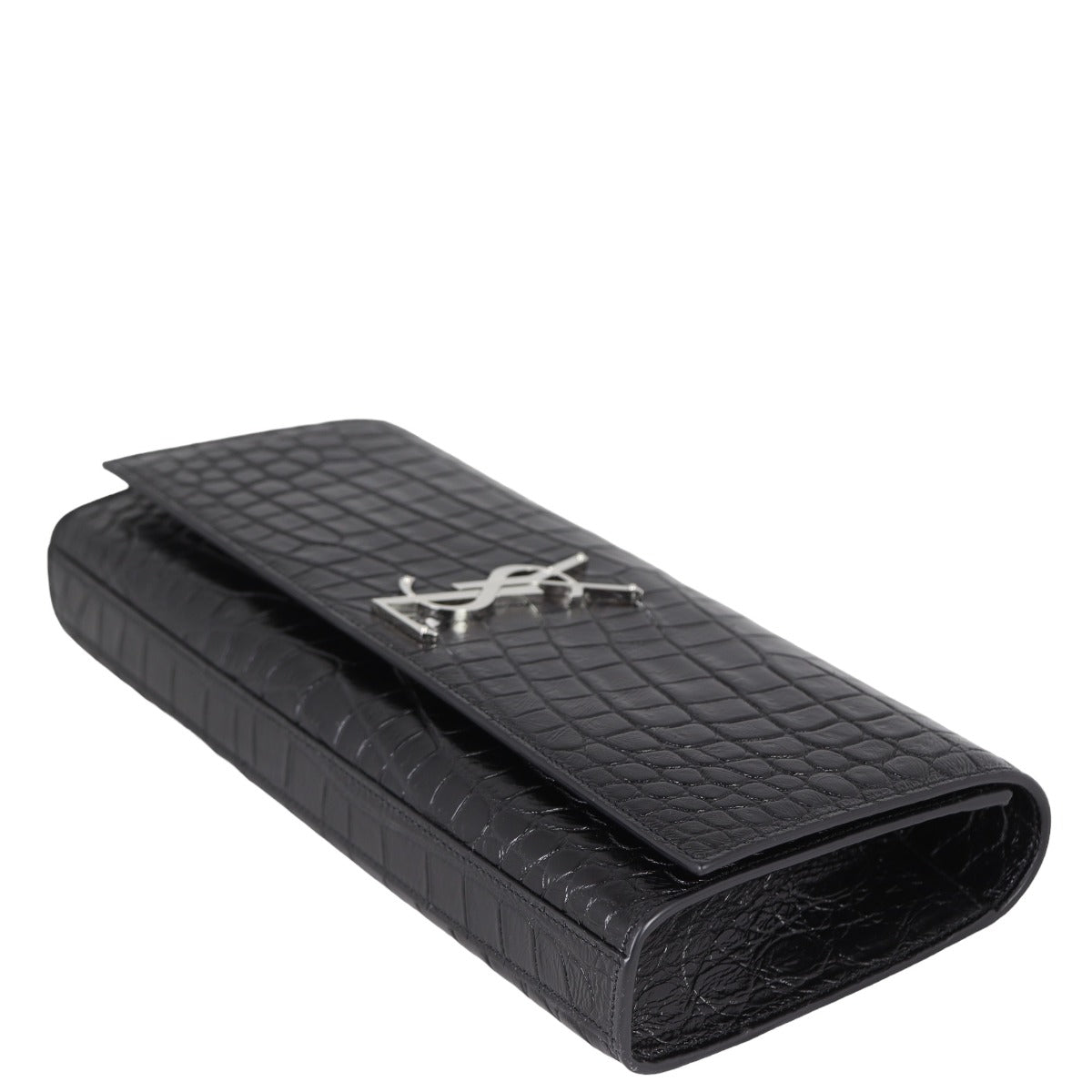 Saint Laurent Monogram Kate Clutch Croc-Embossed