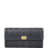 Chanel Boy Long Flap Wallet | Black Lambskin