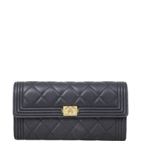 Chanel Boy Long Flap Wallet | Black Lambskin