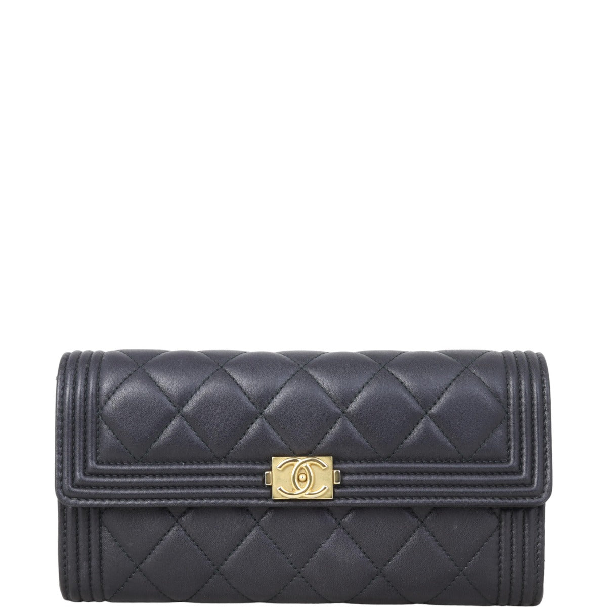 Chanel Boy Long Flap Wallet | Black Lambskin