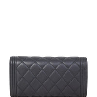 Chanel Boy Long Flap Wallet | Black Lambskin