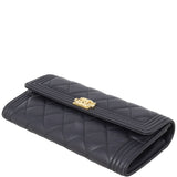 Chanel Boy Long Flap Wallet | Black Lambskin
