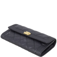 Chanel Boy Long Flap Wallet | Black Lambskin