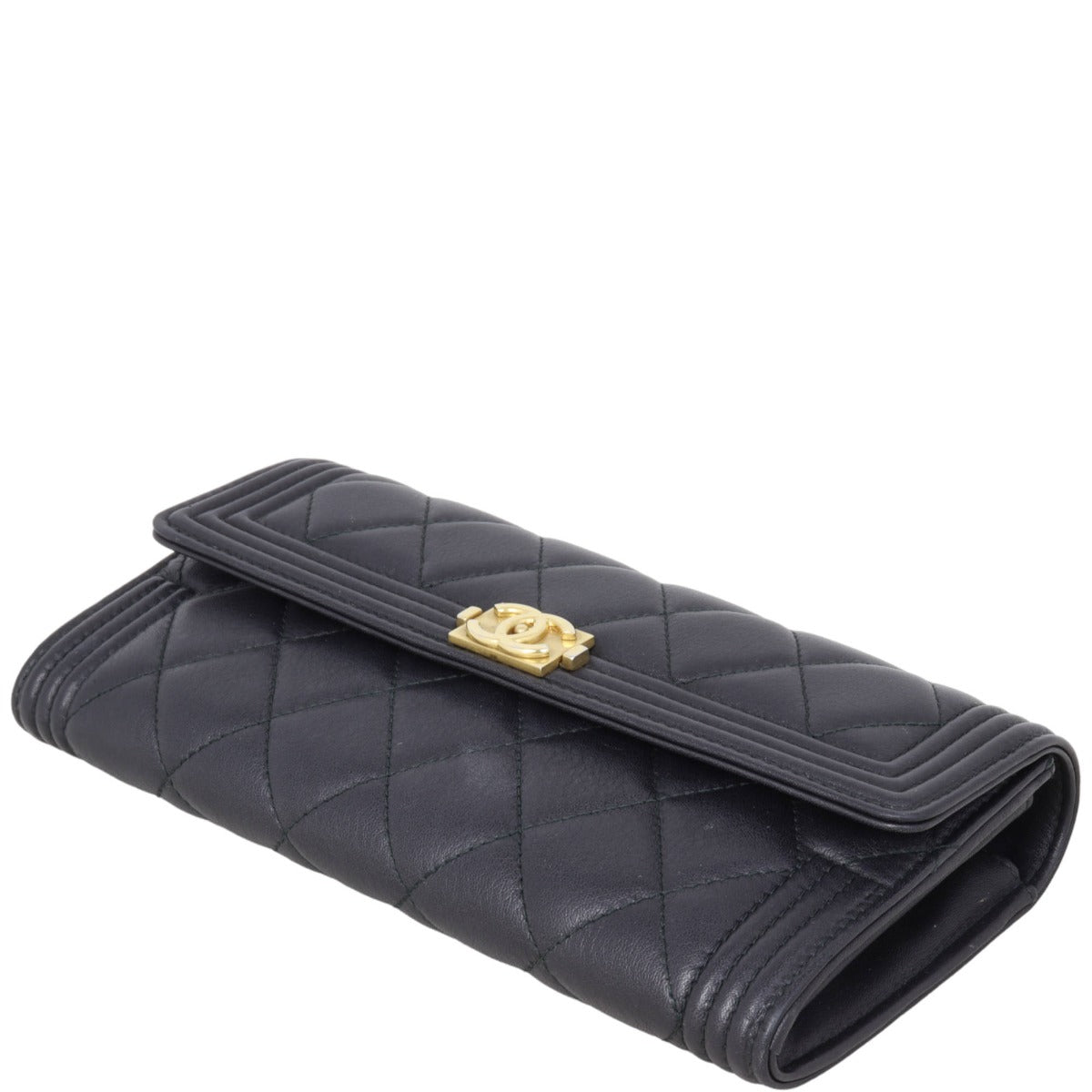 Chanel Boy Long Flap Wallet | Black Lambskin