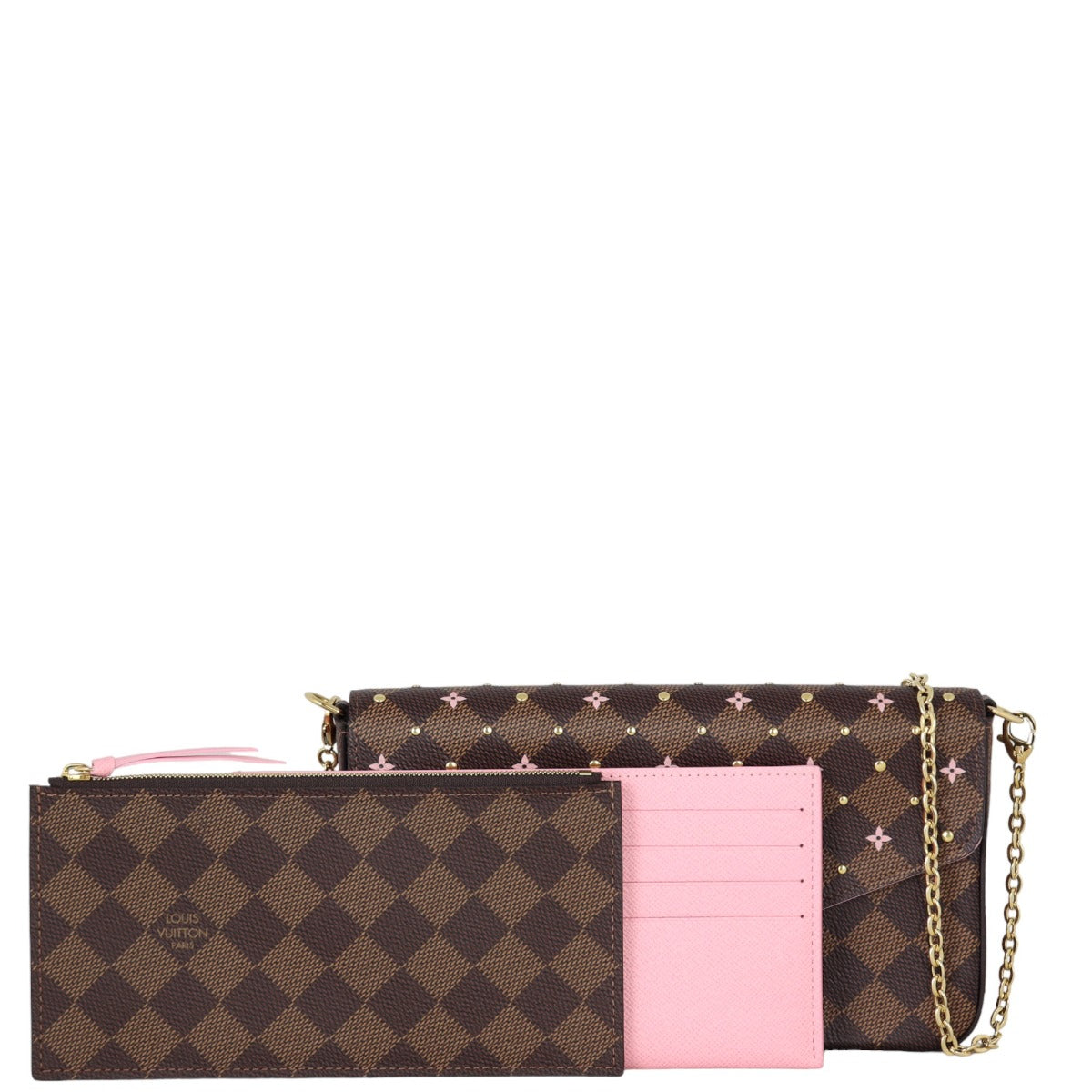 Louis Vuitton Pochette Felicie Damier Ebene Studded